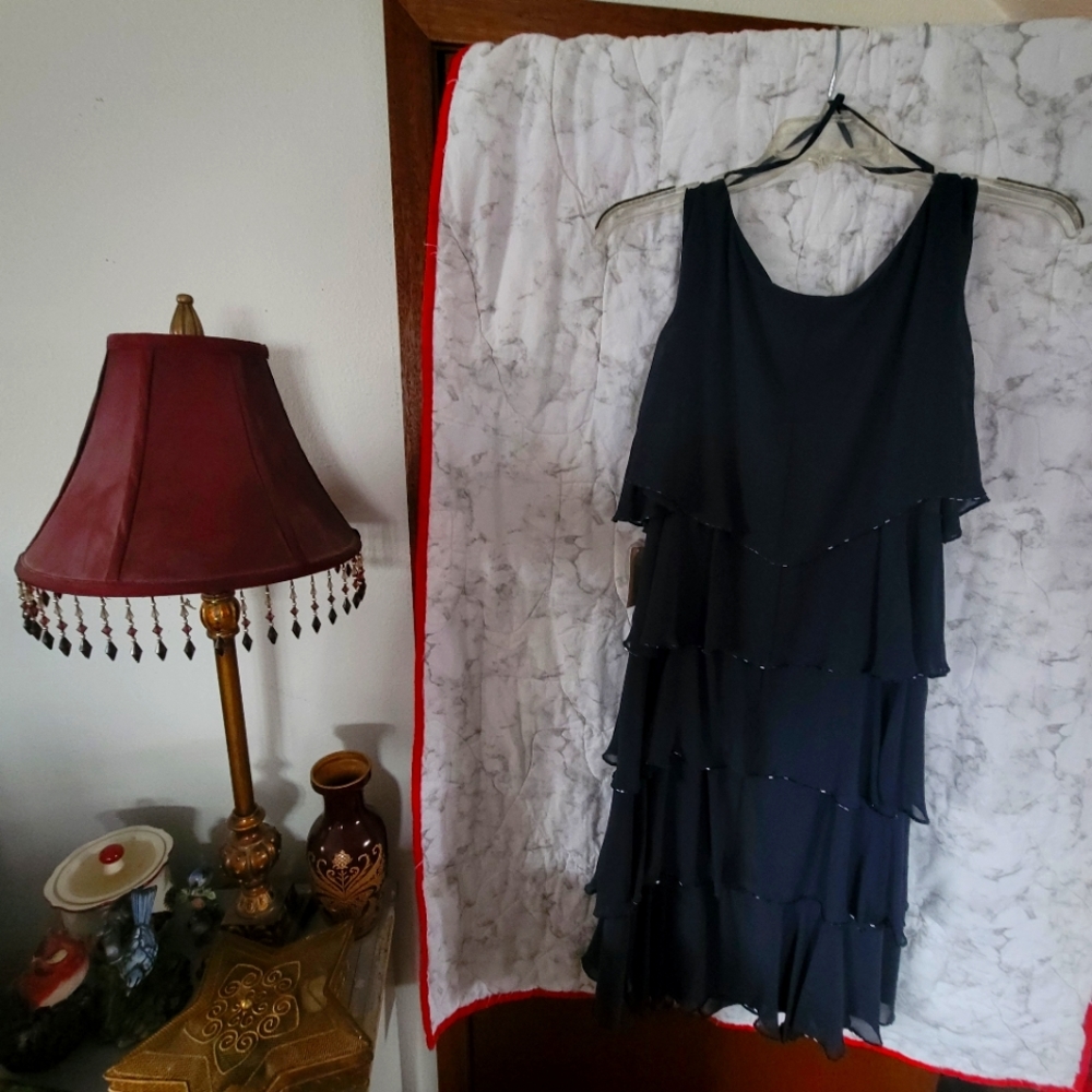 A dark blue dress
